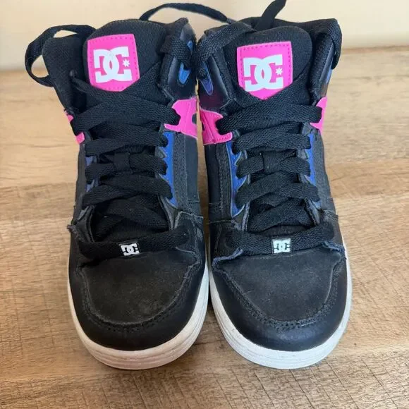 DC shoes girls rebound size 4 youth sneakers pink black blue - Picture 2 of 9